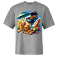Tricou Barbati Oversize Imprimeu BBQ Summer - Gri