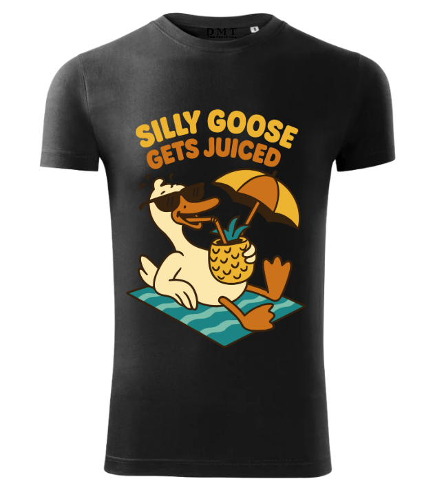 Tricou Bărbați Imprimeu "Silly Goose Gets Juiced" – Negru