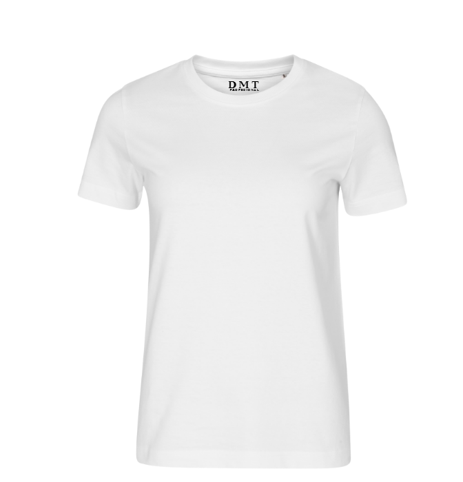 Tricou Damă Alb – Single Jersey 100% Bumbac DMT PROFESIONAL