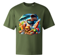 Tricou Unisex Oversize Imprimeu BBQ Summer - Verde