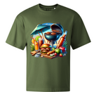 Tricou Unisex Oversize Imprimeu BBQ Summer - Verde