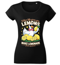 Tricou Damă Fitted Imprimeu "Make Lemonade" – Negru