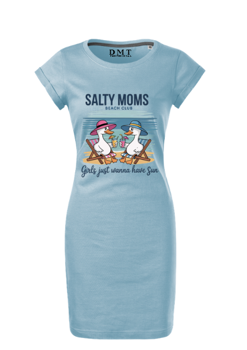 Rochie pentru damă Cu Imprimeu Salty Moms Beach Club – 100% Bumbac DMT PROFESIONAL