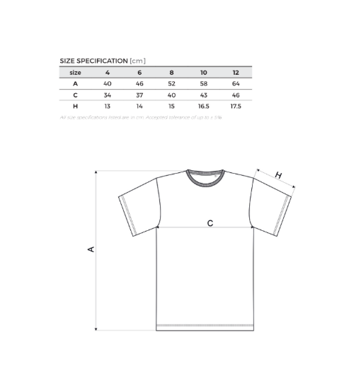 Tabel mărimi tricou copii